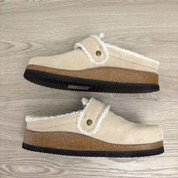 White Mountain Baylen Suede Upper Faux Shearling Trim Clog Sz 7M - Picture 3 of 9